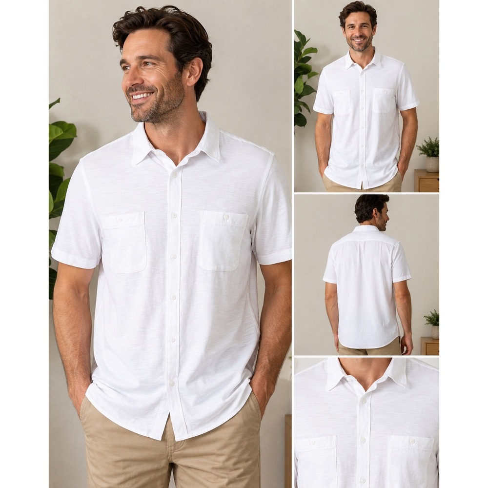 32 Degrees Cool NEW Mens Short Sleeve Button Down Shirt White XL Business Casual